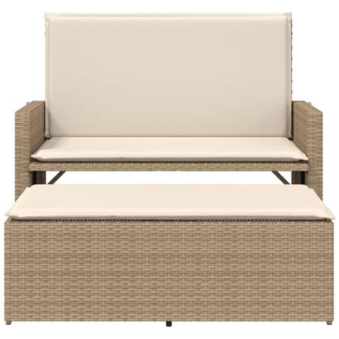 Panca da Giardino con Cuscini e Poggiapiedi Beige in Polyrattan - Foto 10