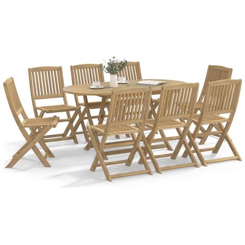 Sedie da Giardino Pieghevoli 8 pz Legno Massello di Acacia - Foto 2