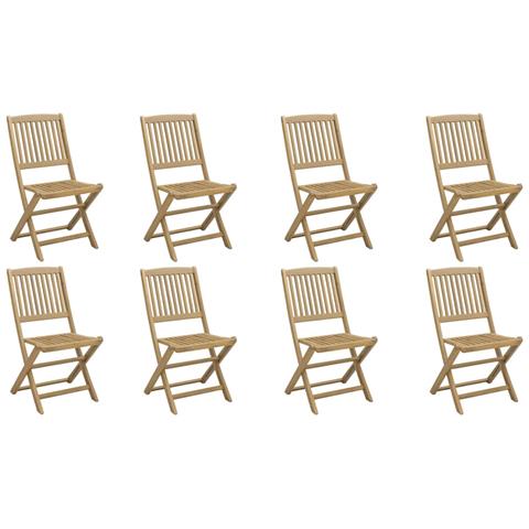 Sedie da Giardino Pieghevoli 8 pz Legno Massello di Acacia - Foto 1