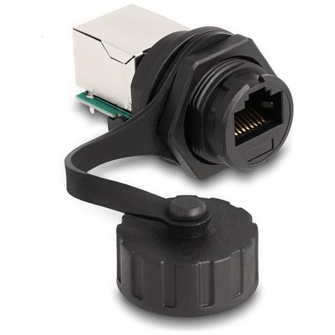 DeLOCK Connettore cavo RJ50 femmina per RJ50 femmina per installazione con cappuccio protettivo IP68 antipolvere e impermeabile nero - Foto 1