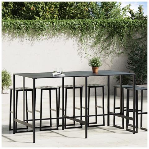 Tavolo Da Bar Nero 200x100x110 Cm Acciaio Verniciato A Polvere - Foto 1
