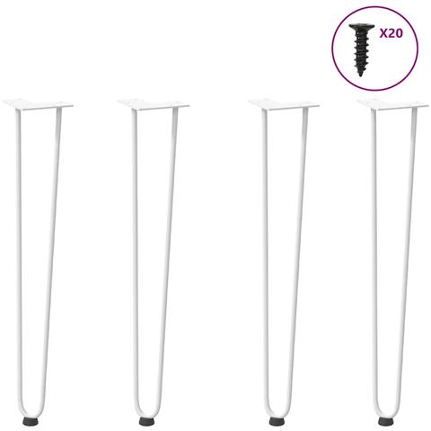 Gambe Per Tavolo A Forcina 4 Pz Bianco 72 Cm Acciaio Massiccio - Foto 1