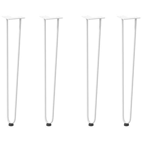 Gambe Per Tavolo A Forcina 4 Pz Bianco 72 Cm Acciaio Massiccio - Foto 2