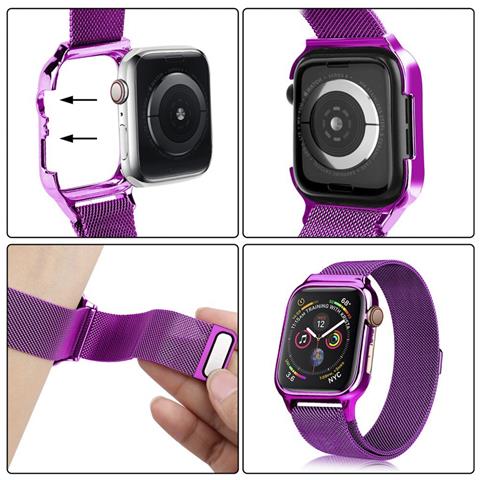 Dam Cinturino  Milanese Con Cassa Rigida E Chiusura Magnetica Compatibile Apple Watch 40mm 28x2x1 Cm. Colore Fucsia - Foto 2