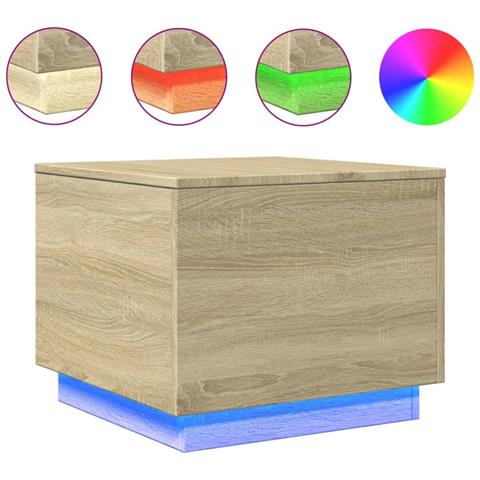 Lusso Casadino -  Tavolino Da Salotto Gambe In Metallo Rovere Sonoma 50x50x40 Cm - Foto 1