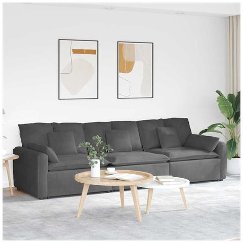 Divano Modulare con Cuscini Grigio Scuro - Foto 2