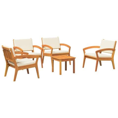 Set Bistro da 5 Pezzi con Cuscini in Legno Solido di Acacia - Foto 1