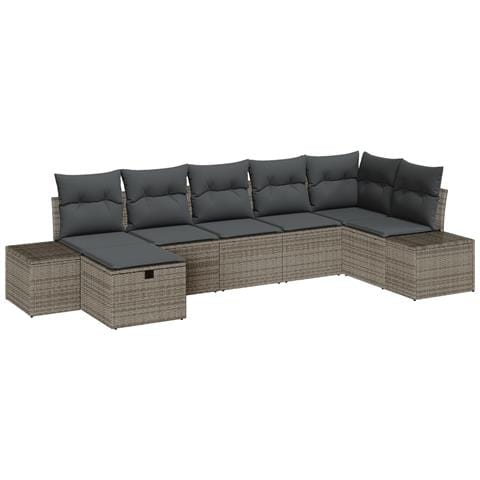 Set Divano Giardino con Cuscini Grigio Rattan Sintetico - Foto 1