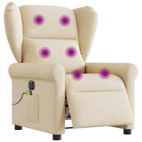 Poltrona Reclinabile Massaggiante Elettrica Crema in Tessuto - Foto 1