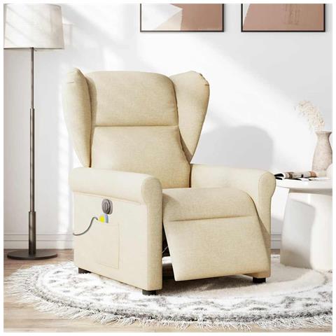 Poltrona Reclinabile Massaggiante Elettrica Crema in Tessuto - Foto 2