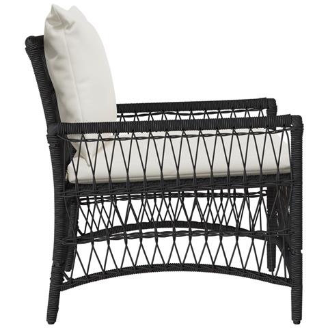 Sedia da giardino con cuscini Nera 60x70x78 cm in Polirattan - Foto 1