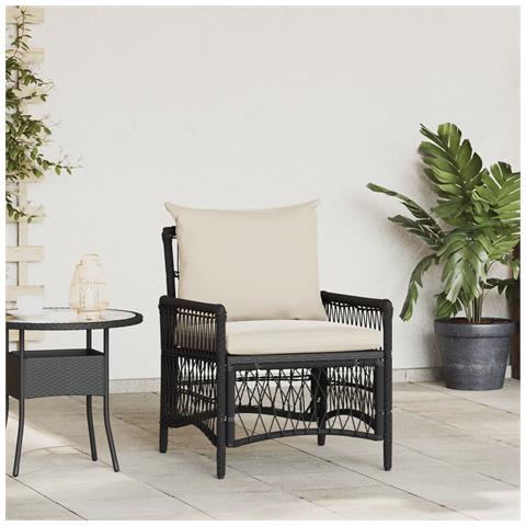 Sedia da giardino con cuscini Nera 60x70x78 cm in Polirattan - Foto 2