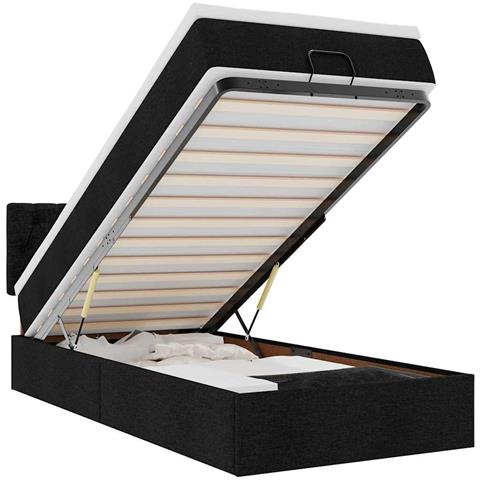 Pouf Letto con Materasso Nero 100x200 cm in Tessuto - Foto 1