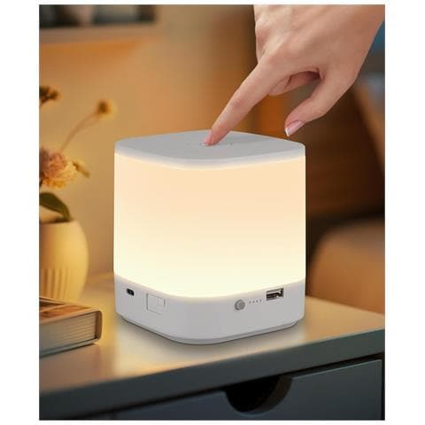 Lampada Da Tavolo A Led Bianca, Dimmerabile Al Tocco, Ricaricabile Tramite Usb, Luce Notturna Per Camera Da Letto(3600mah) - Foto 2