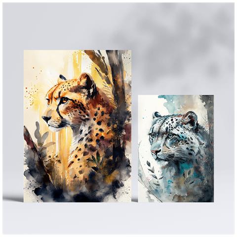 Set Di 6 Stampe Illustrazioni Di Gatti Di Animali In Paesaggi Naturali, Design D'interni Realistico In Stile Acquerello A3 & A4 Senza Cornice - Foto 2