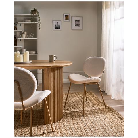 Set Di 2 Sedie Da Pranzo Luana Bouclé Bianco - Foto 1