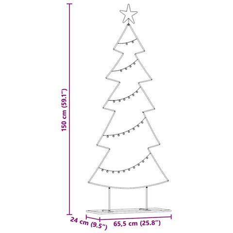 Albero di Natale in metallo con supporto Nero 150 cm Acciaio - Foto 9