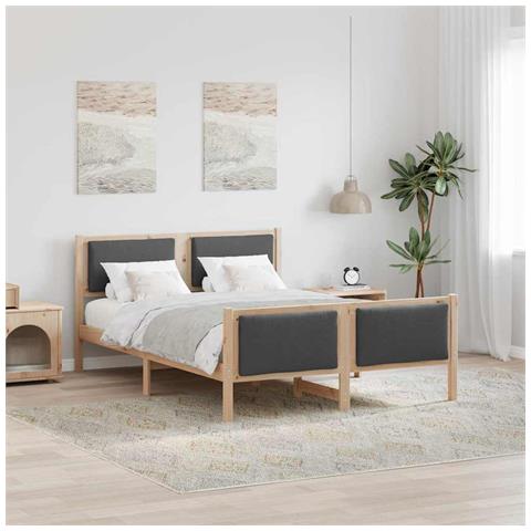 Struttura del letto Grigio scuro 135 x 190 cm Tessuto - Foto 2