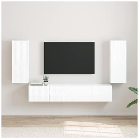 Mobile TV da parete 2 pcs Bianco Lucido 30 x 31 x 80 cm - Foto 2
