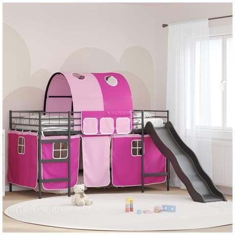 Struttura del letto loft per bambini Nero e rosa 99,5 x 200 cm - Foto 2