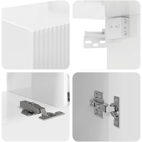 Set di Mobiletto da TV a Parete 4 pcs Bianco Lucido - Foto 9