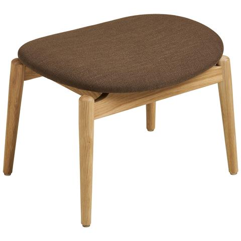 Olvera - Poggiapiedi In Poliestere Naturale /marrone Con Gambe In Rovere Fsc® 53,5x43x38 Cm - Foto 1