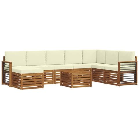 Set divani 9 pcs Naturale e Crema Legno di Acacia Massello - Foto 1