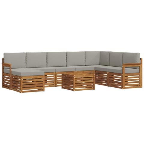 Set divani con cuscino 9 pcs Grigio Naturale e Chiaro - Foto 1