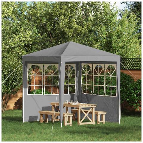 Parete per tenda da festa 2 pcs 200 x 195 cm Grigio Chiaro - Foto 2