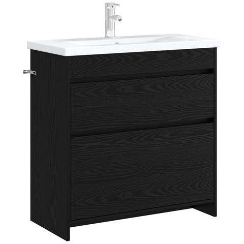 Mobiletto da Bagno Sotto Lavabo Rovere Nero 78,5 x 37,5 x 81 cm - Foto 2