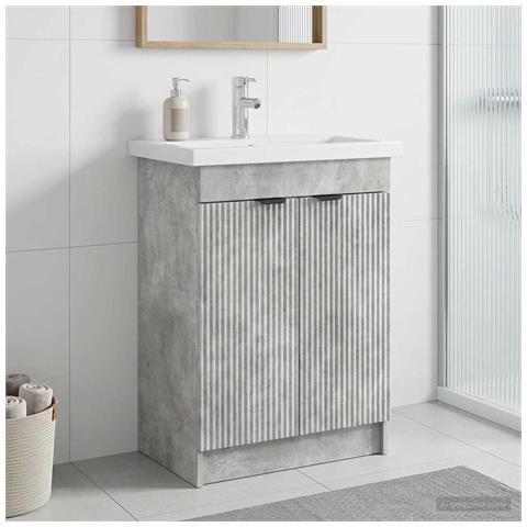 Mobiletto da bagno sotto il lavello Grigio Cemento - Foto 2