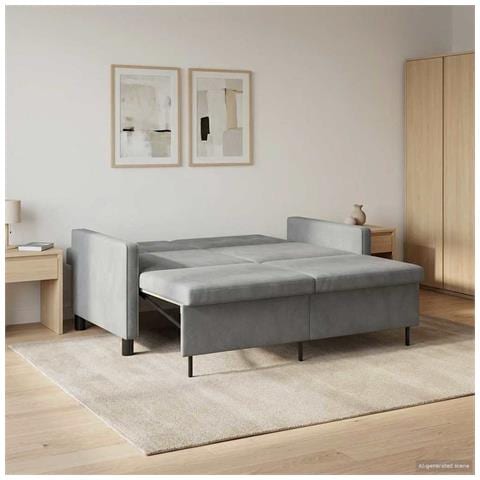 Divano letto Grigio Scuro Tessuto - Foto 2