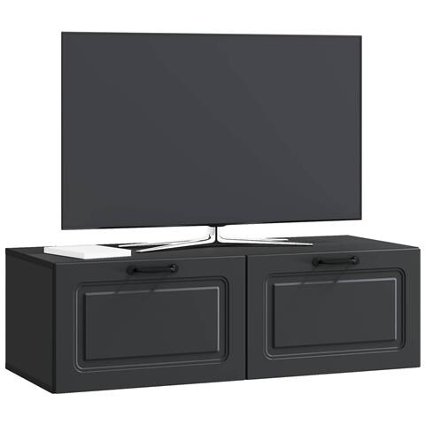 Mobile Porta TV da Muro Montaggio a parete Nero 98 x 41 x 30 cm - Foto 2