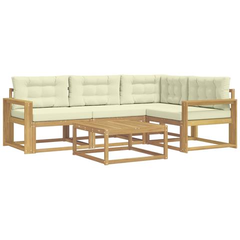 Set di divani da esterno 5 pcs Bianco e Crema 79 x 79 x 37 cm - Foto 1