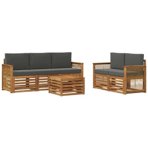 Set divani con cuscino 6 pcs Legno di Acacia Massello - Foto 1