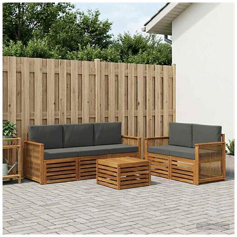 Set divani con cuscino 6 pcs Legno di Acacia Massello - Foto 2