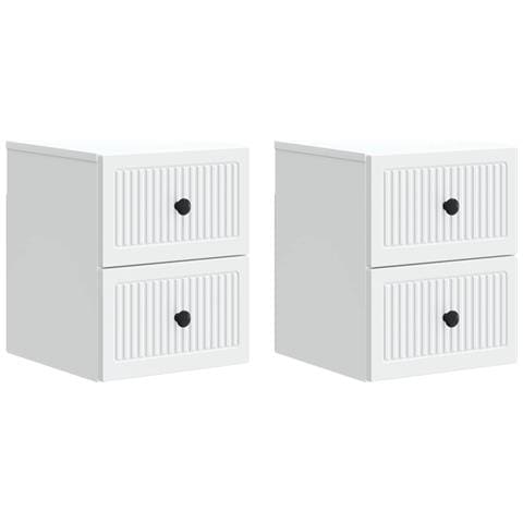 Mobiletto da notte a muro 2 pcs Bianco 33 x 34,5 x 40 cm - Foto 1