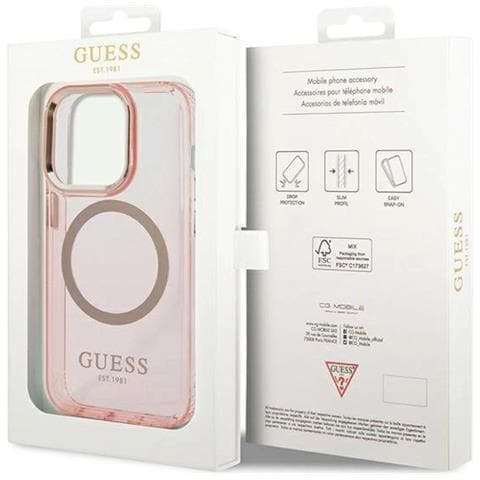 Guess Guhmp14xhtcmp Iphone 14 Pro Max 6,7 Custodia Trasparente /rosa Gold Outline Magsafe - Foto 1