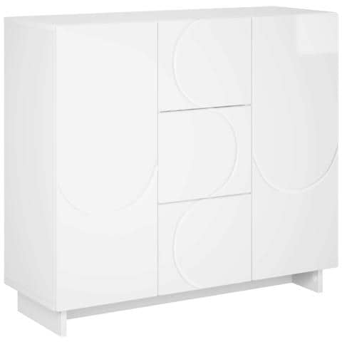 Credenza Bianco Lucido 85,5 x 31 x 75 cm Legno ingegnerizzato - Foto 1