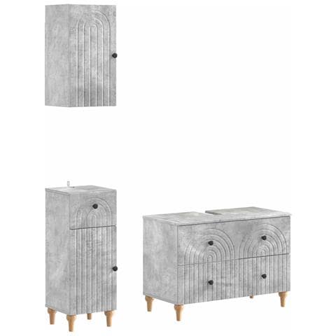 Set di armadietti da bagno in 3 pezzi ALKMAAR Grigio Cemento - Foto 1