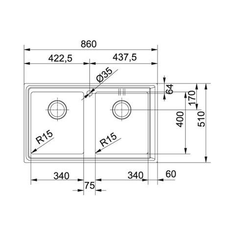 Lavello NPX620 2 Vasche Dimensioni 86 x 51 cm Colore Inox Satinato Serie Neptune Plus - Foto 2