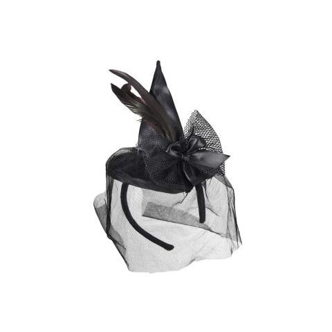 Mini Cappello Strega Con Piume E Velo - Foto 1