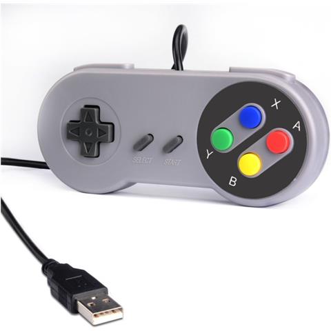 Gaming Gp100 - Coppia Di Gamepad Controller Usb Con Design Snes (super Nintendo) [ grigio] - Foto 2