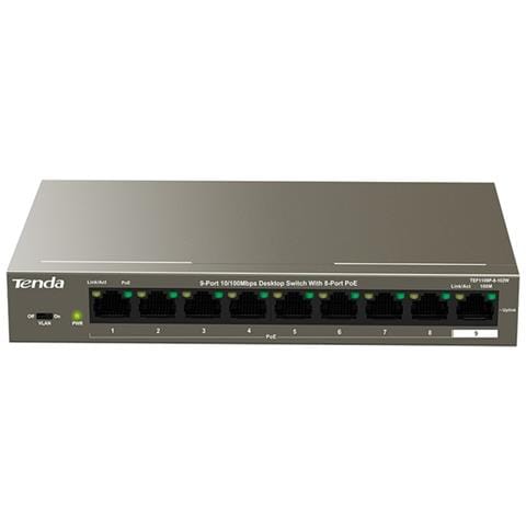 SWITCH 9P LAN 10/100M TEF1109P-8-102W Desktop -8P PoE- Metallo - GARANZIA 3 ANNI - Foto 1