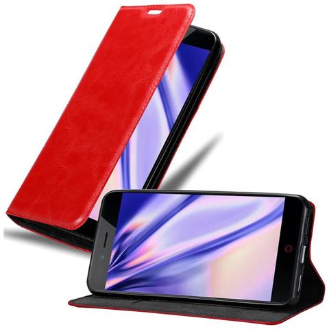 Custodia Compatibile Con Zte Nubia Z11 Mini S In Rosso Mela - Coperchio Protettiva Con Chiusura Magnetica, Funzione Stand E Tasca Per Le Carte - Foto 1