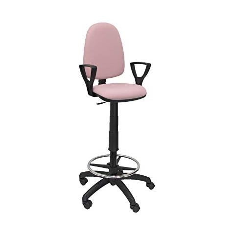 T04cp - Sgabello Ergonomico, Altezza Regolabile E Anello Poggiapiedi Rosa Pallido - Foto 1