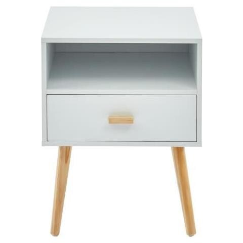 Comodino Ulys Con 1 Cassetto E Nicchia Contenitore - Decoro Bianco - L 40 X P 39,5 X H 50 Cm - Foto 2