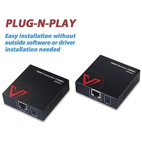 Hdmi Extender Powered Balun Poe Non Compresso 1080p 60hz Su Singolo Rj45 Cat5e 67 Converter 164ft (50m) Controllo Ir 1 Alimentatore Richiesto Eq 30m 50m Cavo Ethernet Protezione Esd Orecchio Monte - Foto 2
