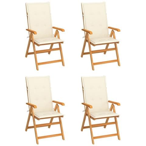 Sedie Giardino 4 pz con Cuscini Crema in Massello di Teak - Foto 1