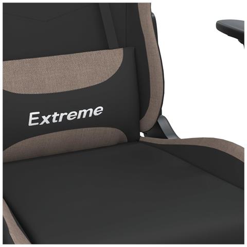 Sedia Da Gaming Massaggio E Poggiapiedi Tessuto Nero E Tortora - Foto 8